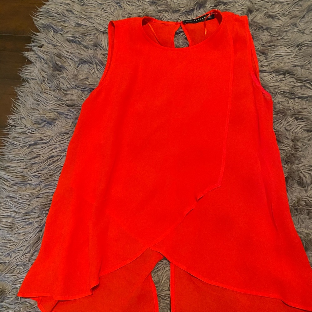 Fire engine red blouse